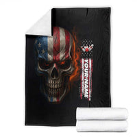 Custom American Flag Skull Blanket with Bowling Pins Flame Effect and Grunge Pattern - Wonder Print Shop