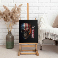 Custom American Flag Skull Canvas Wall Art with Bowling Pins Flame Effect and Grunge Pattern - Wonder Print Shop