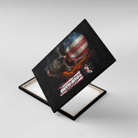 Custom American Flag Skull Canvas Wall Art with Bowling Pins Flame Effect and Grunge Pattern - Wonder Print Shop