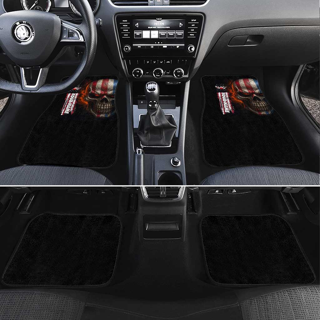 Custom American Flag Skull Car Mats with Bowling Pins Flame Effect and Grunge Pattern - Wonder Print Shop