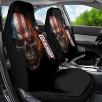 Custom American Flag Skull Car Seat Cover with Bowling Pins Flame Effect and Grunge Pattern - Wonder Print Shop