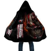 Custom American Flag Skull Cloak with Bowling Pins Flame Effect and Grunge Pattern - Wonder Print Shop