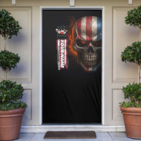 Custom American Flag Skull Door Cover with Bowling Pins Flame Effect and Grunge Pattern - Wonder Print Shop