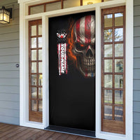 Custom American Flag Skull Door Cover with Bowling Pins Flame Effect and Grunge Pattern - Wonder Print Shop