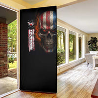 Custom American Flag Skull Door Cover with Bowling Pins Flame Effect and Grunge Pattern - Wonder Print Shop