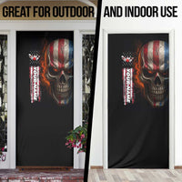 Custom American Flag Skull Door Cover with Bowling Pins Flame Effect and Grunge Pattern - Wonder Print Shop