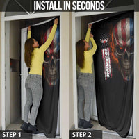 Custom American Flag Skull Door Cover with Bowling Pins Flame Effect and Grunge Pattern - Wonder Print Shop