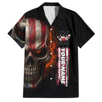 Custom American Flag Skull Family Matching Tank Maxi Dress and Hawaiian Shirt with Bowling Pins Flame Effect and Grunge Pattern - Wonder Print Shop