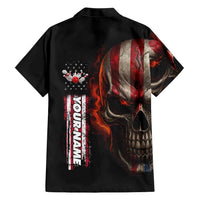 Custom American Flag Skull Family Matching Tank Maxi Dress and Hawaiian Shirt with Bowling Pins Flame Effect and Grunge Pattern - Wonder Print Shop