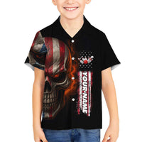 Custom American Flag Skull Family Matching Tank Maxi Dress and Hawaiian Shirt with Bowling Pins Flame Effect and Grunge Pattern - Wonder Print Shop