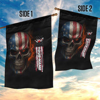 Custom American Flag Skull Garden Flag with Bowling Pins Flame Effect and Grunge Pattern - Wonder Print Shop