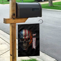 Custom American Flag Skull Garden Flag with Bowling Pins Flame Effect and Grunge Pattern - Wonder Print Shop