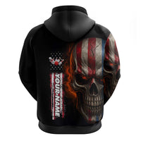 Custom American Flag Skull Hoodie with Bowling Pins Flame Effect and Grunge Pattern - Wonder Print Shop