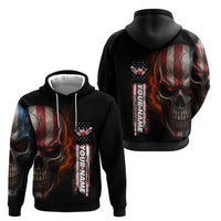 Custom American Flag Skull Hoodie with Bowling Pins Flame Effect and Grunge Pattern - Wonder Print Shop