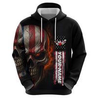 Custom American Flag Skull Hoodie with Bowling Pins Flame Effect and Grunge Pattern - Wonder Print Shop