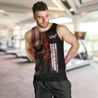 Custom American Flag Skull Men Tank Top with Bowling Pins Flame Effect and Grunge Pattern - Wonder Print Shop
