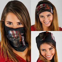 Custom American Flag Skull Neck Gaiter with Bowling Pins Flame Effect and Grunge Pattern - Wonder Print Shop