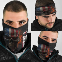 Custom American Flag Skull Neck Gaiter with Bowling Pins Flame Effect and Grunge Pattern - Wonder Print Shop