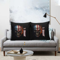Custom American Flag Skull Pillow Cover with Bowling Pins Flame Effect and Grunge Pattern - Wonder Print Shop
