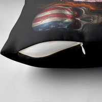 Custom American Flag Skull Pillow Cover with Bowling Pins Flame Effect and Grunge Pattern - Wonder Print Shop