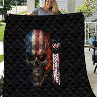 Custom American Flag Skull Quilt with Bowling Pins Flame Effect and Grunge Pattern - Wonder Print Shop