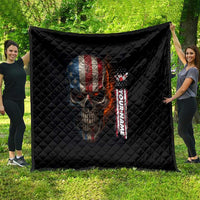 Custom American Flag Skull Quilt with Bowling Pins Flame Effect and Grunge Pattern - Wonder Print Shop