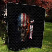 Custom American Flag Skull Quilt with Bowling Pins Flame Effect and Grunge Pattern - Wonder Print Shop