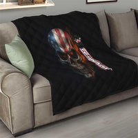 Custom American Flag Skull Quilt with Bowling Pins Flame Effect and Grunge Pattern - Wonder Print Shop