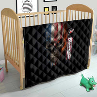 Custom American Flag Skull Quilt with Bowling Pins Flame Effect and Grunge Pattern - Wonder Print Shop