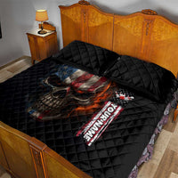 Custom American Flag Skull Quilt Bed Set with Bowling Pins Flame Effect and Grunge Pattern - Wonder Print Shop