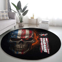 Custom American Flag Skull Round Carpet with Bowling Pins Flame Effect and Grunge Pattern - Wonder Print Shop