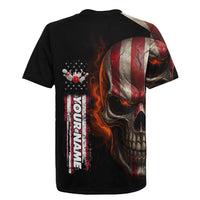 Custom American Flag Skull Rugby Jersey with Bowling Pins Flame Effect and Grunge Pattern - Wonder Print Shop