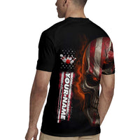 Custom American Flag Skull Rugby Jersey with Bowling Pins Flame Effect and Grunge Pattern - Wonder Print Shop