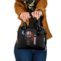 Custom American Flag Skull Shoulder Handbag with Bowling Pins Flame Effect and Grunge Pattern - Wonder Print Shop