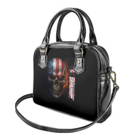 Custom American Flag Skull Shoulder Handbag with Bowling Pins Flame Effect and Grunge Pattern - Wonder Print Shop