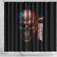 Custom American Flag Skull Shower Curtain with Bowling Pins Flame Effect and Grunge Pattern - Wonder Print Shop