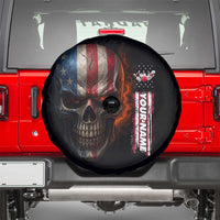 Custom American Flag Skull Spare Tire Cover with Bowling Pins Flame Effect and Grunge Pattern - Wonder Print Shop