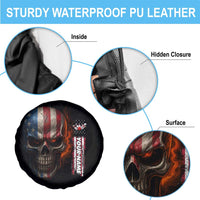 Custom American Flag Skull Spare Tire Cover with Bowling Pins Flame Effect and Grunge Pattern - Wonder Print Shop