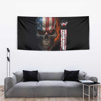 Custom American Flag Skull Tapestry with Bowling Pins Flame Effect and Grunge Pattern - Wonder Print Shop