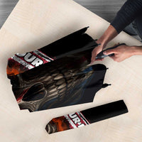 Custom American Flag Skull Umbrella with Bowling Pins Flame Effect and Grunge Pattern - Wonder Print Shop