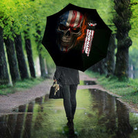 Custom American Flag Skull Umbrella with Bowling Pins Flame Effect and Grunge Pattern - Wonder Print Shop