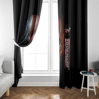 Custom American Flag Skull Window Curtain with Bowling Pins Flame Effect and Grunge Pattern - Wonder Print Shop