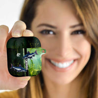 Catfish Fishing AirPods Case with Underwater River Scene and Green Aquatic Pattern - Wonder Print Shop