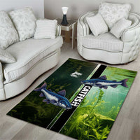 Catfish Fishing Area Rug with Underwater River Scene and Green Aquatic Pattern - Wonder Print Shop