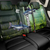 Catfish Fishing Back Car Seat Cover with Underwater River Scene and Green Aquatic Pattern - Wonder Print Shop