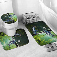 Catfish Fishing Bathroom Set with Underwater River Scene and Green Aquatic Pattern - Wonder Print Shop