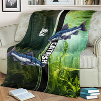 Catfish Fishing Blanket with Underwater River Scene and Green Aquatic Pattern - Wonder Print Shop