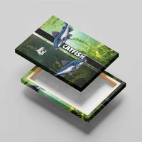 Catfish Fishing Canvas Wall Art with Underwater River Scene and Green Aquatic Pattern - Wonder Print Shop