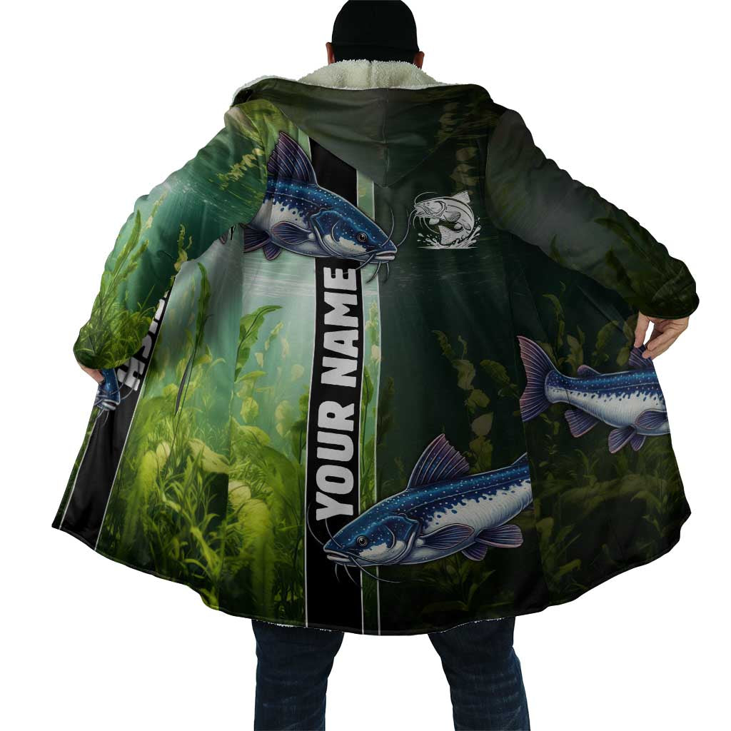 Custom Catfish Fishing Cloak with Underwater River Scene and Green Aquatic Pattern - Wonder Print Shop
