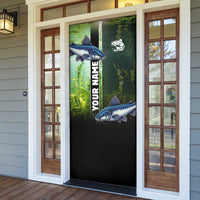Custom Catfish Fishing Door Cover with Underwater River Scene and Green Aquatic Pattern - Wonder Print Shop